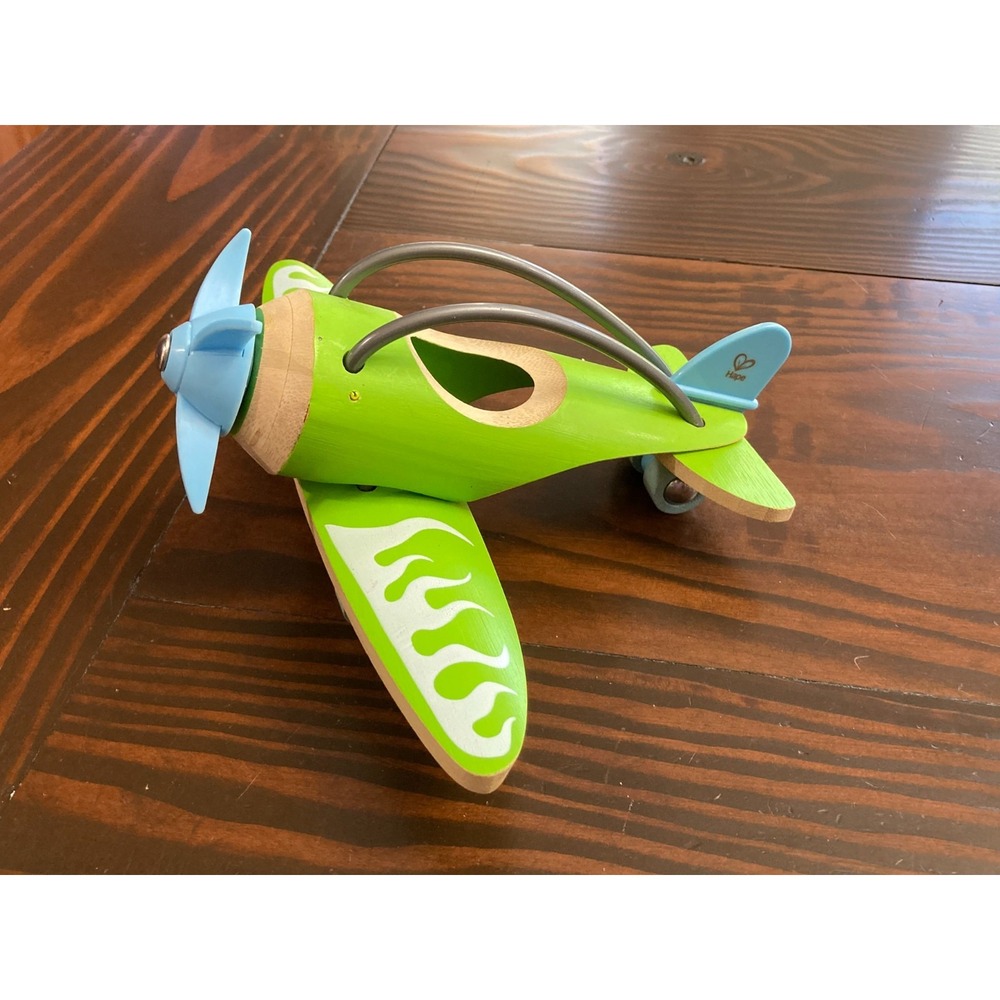 Hape Holding Bamboo Wood Airplane Toy Green Eco Friendly Aircraft Plane